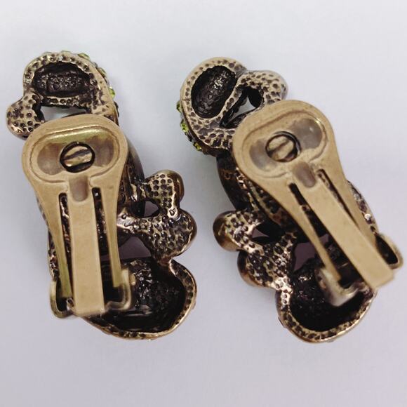 Signed Heidi Daus Swarovski Crystal Clip-On Earrings Topaz Cluster Rhinestones - Picture 11 of 13